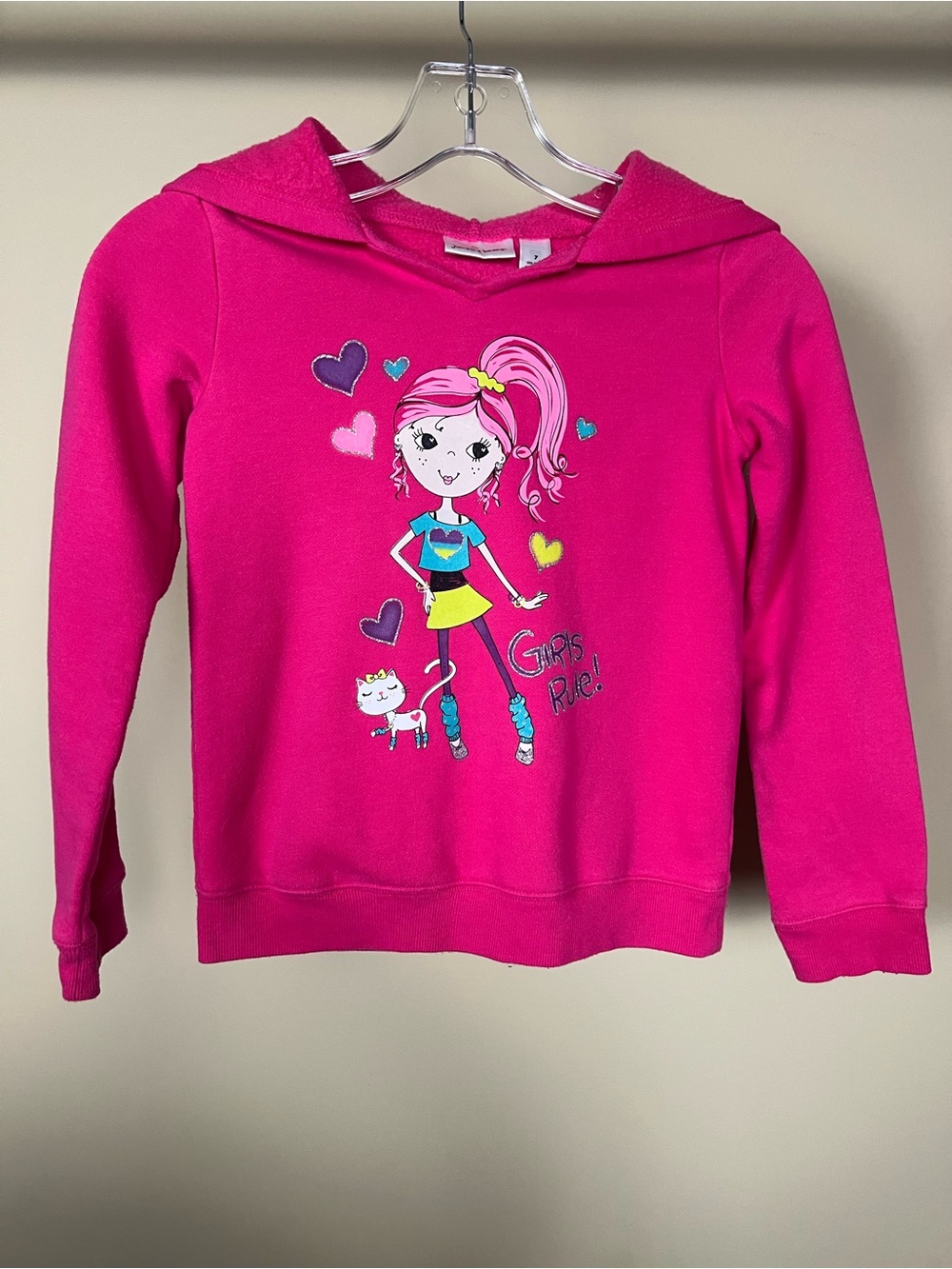 jumping beans Hot Pink Girls' Graphic Hoodie with Cat